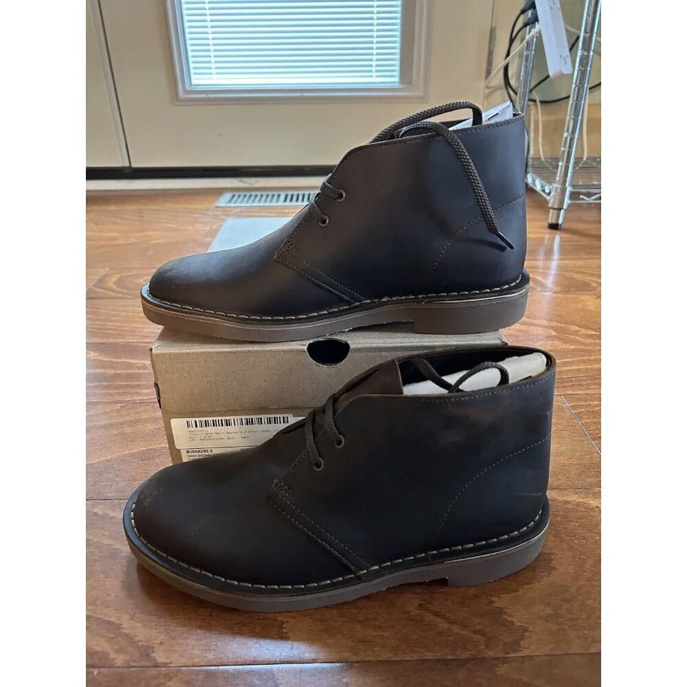 Clarks Bushacre 3‎ Dark Brown Leather Chukka Ankle Boots Lace Up NEW 7 W